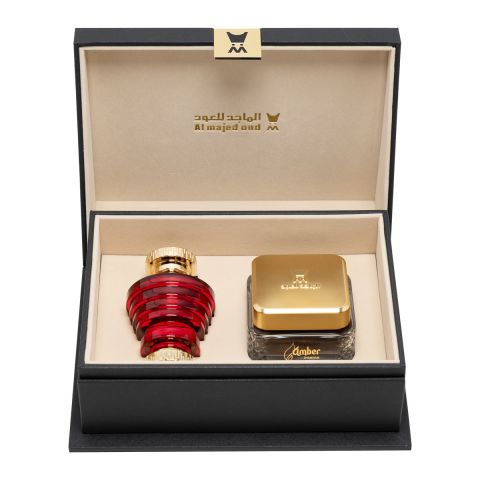 Rannan VIP Red Perfume - 100 ml and Dakhoun Amber Inceense - 50 gm Black Collection