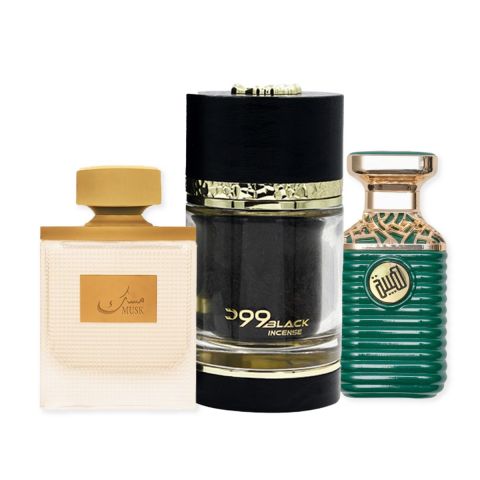 Haiba green Perfume, Musk Al-Majid Perfume, Dokhoon Wood Black Incense Collection